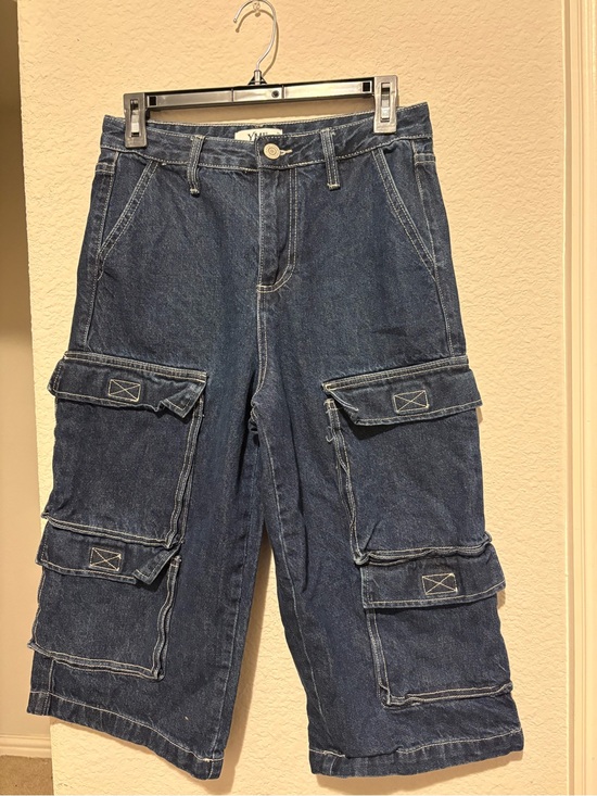 YMI Pants - YMI Dark Blue Denim Capris with Cargo Pockets